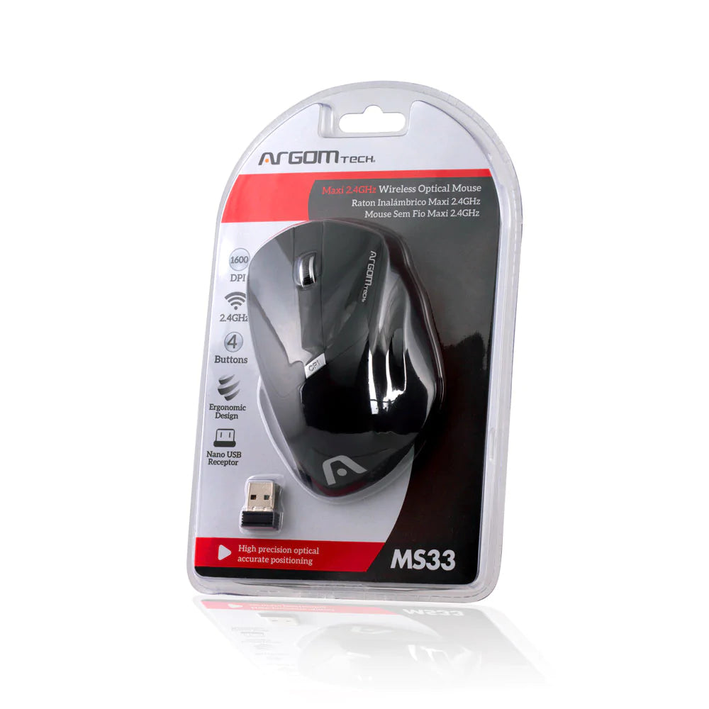 Maxi Mouse óptico inalámbrico ergonómico de goma