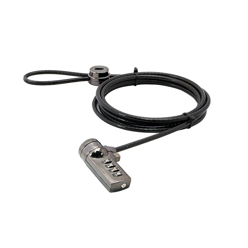 Candado de Acero Galvanizado con Código de Combinación para Laptop. Ranura Nano. Asegure sus activos.