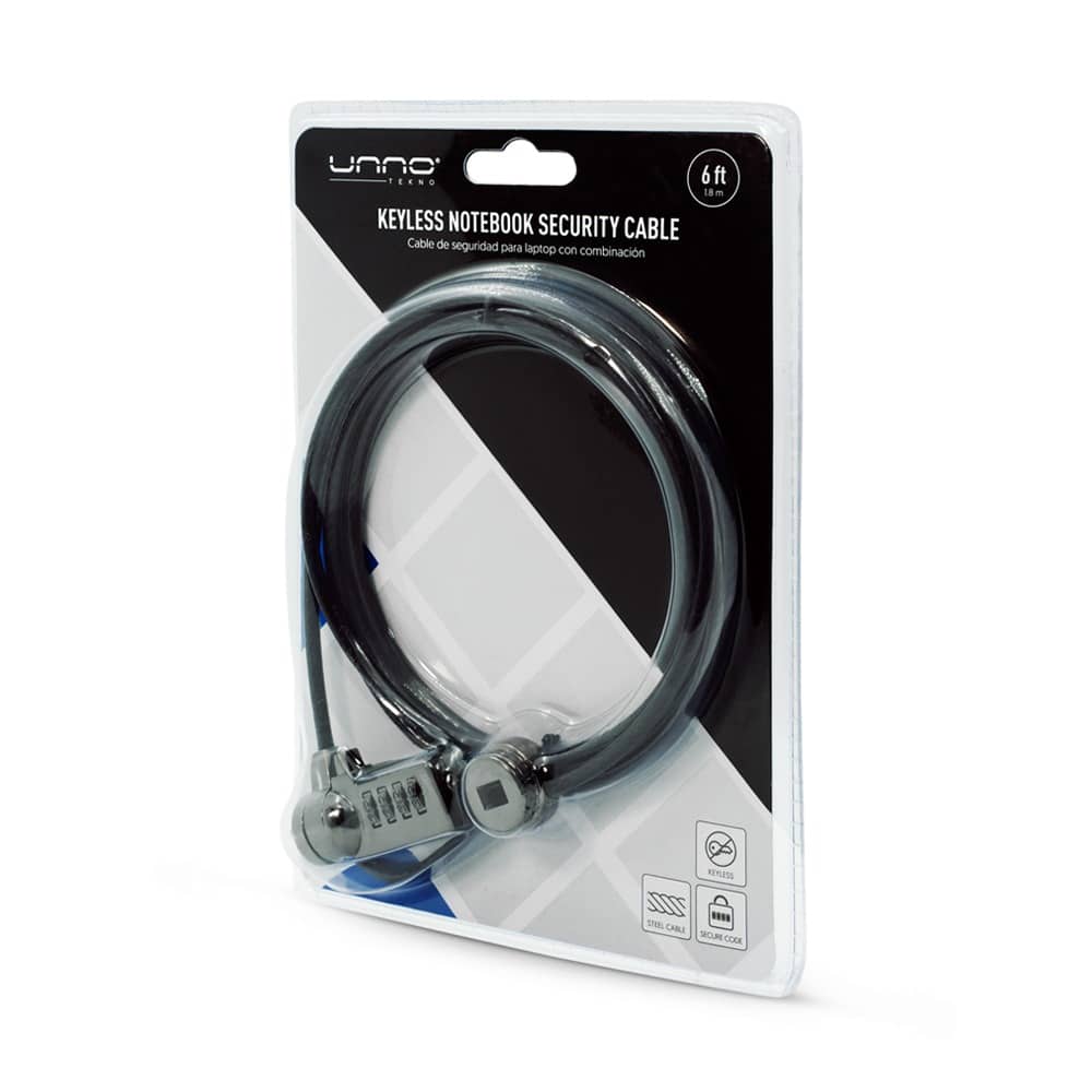 Candado de Acero Galvanizado con Código de Combinación para Laptop. Ranura Nano. Asegure sus activos.