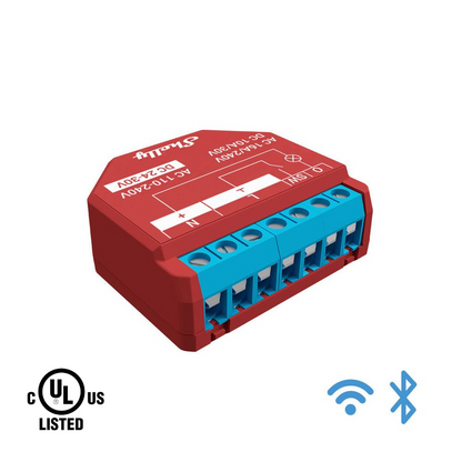 Shelly Plus 1 PM UL certified. Wi-Fi operated smart relay switch, 1 channel 15A, with Power Metering. Bluetooth connection