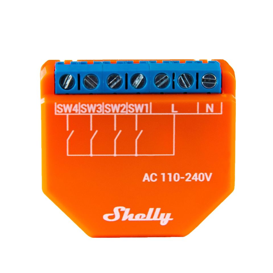 Shelly Plus I4. Controlador de 4 entradas digitales operado por Wi-Fi para escenas inteligentes y control de acciones mejorado.