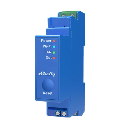 Shelly Pro 1. Relé inteligente profesional de 1 canal para carril DIN hasta 16A. Conexión Wi-Fi, LAN y Bluetooth