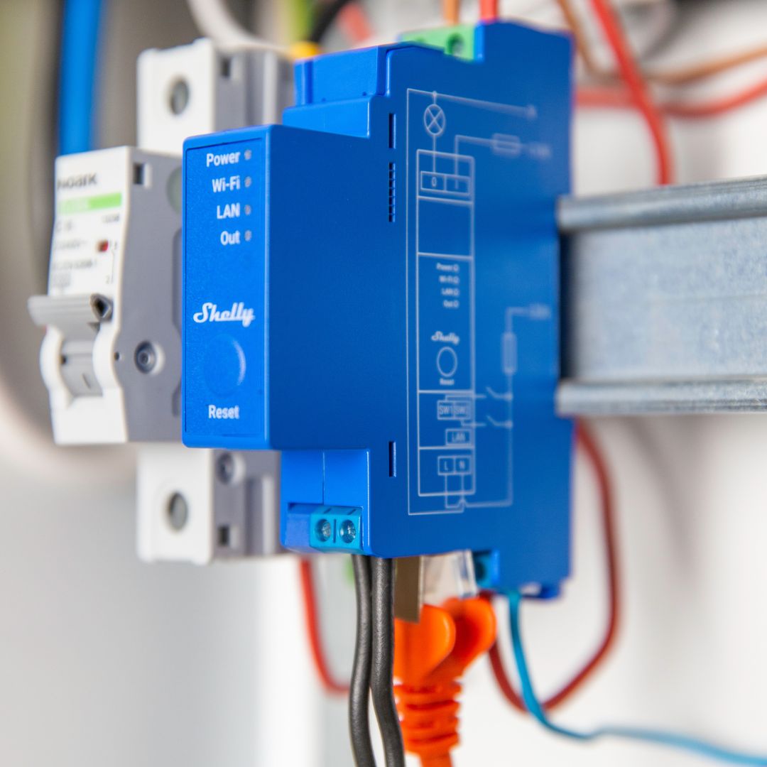 Shelly Pro 1. UL Certified. Professional 1-channel DIN rail smart relay switch up to 16A. Wi-Fi, LAN and Bluetooth connection