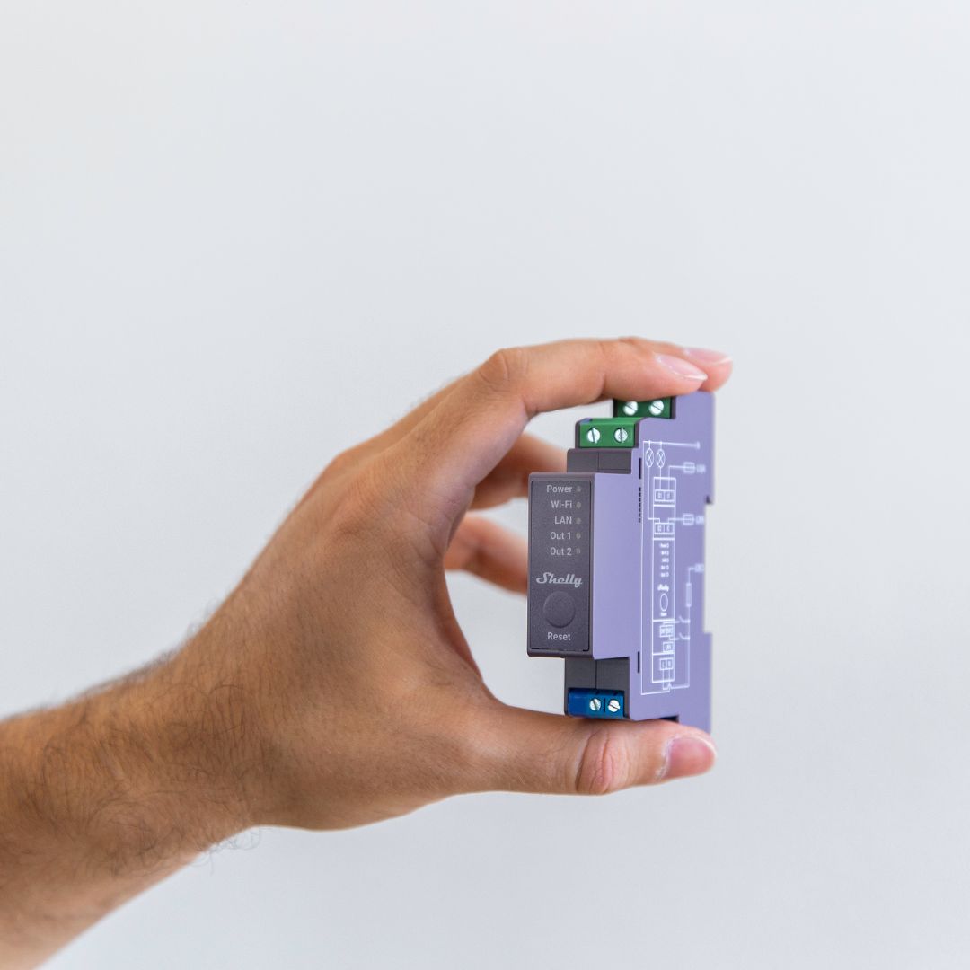 Shelly Pro 2. Relé inteligente profesional de 2 canales para carril DIN hasta 25A con conexión Wi-Fi, LAN y Bluetooth