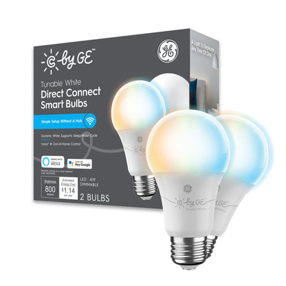 Bombilla inteligente Cync Tunable White A19. Bluetooth y Wi-Fi, funciona con Alexa y Google Home (paquete de 2; el empaque puede variar)