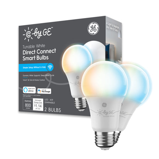 Cync Smart Bulb Tunable White A19. Bluetooth and Wi-Fi, Works with Alexa and Google Home (2 Pack - Packaging May Vary)