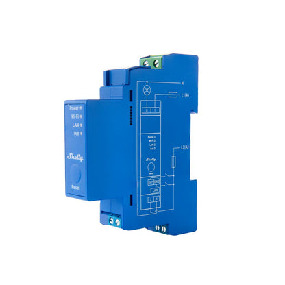 Shelly Pro 1. UL Certified. Professional 1-channel DIN rail smart relay switch up to 16A. Wi-Fi, LAN and Bluetooth connection